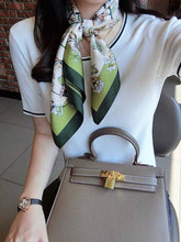 Load image into Gallery viewer, Floral Printed Shawl & Scarf - Green Color, Square Shape