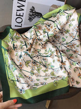 Load image into Gallery viewer, Floral Printed Shawl & Scarf - Green Color, Square Shape