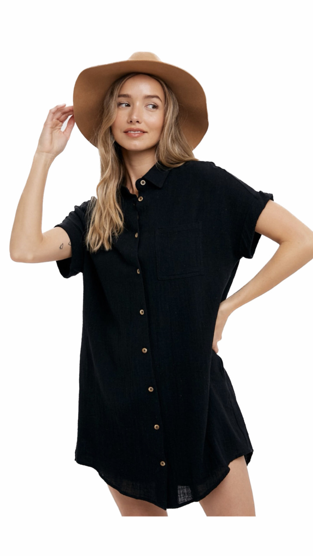 Cap Sleeve Guaze Dress