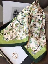 Load image into Gallery viewer, Floral Printed Shawl &amp; Scarf - Green Color, Square Shape
