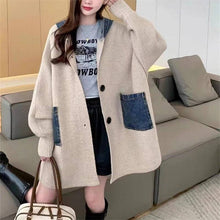 Load image into Gallery viewer, Long Hooded Denim Cardigan Sweater
