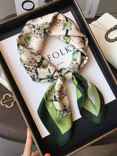 Load image into Gallery viewer, Floral Printed Shawl &amp; Scarf - Green Color, Square Shape
