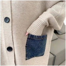 Load image into Gallery viewer, Long Hooded Denim Cardigan Sweater
