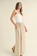 Load image into Gallery viewer, Strapless  Linen Dress with Ribbed Top
