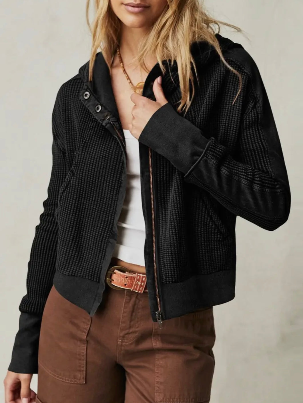 Black Waffle Hoodie