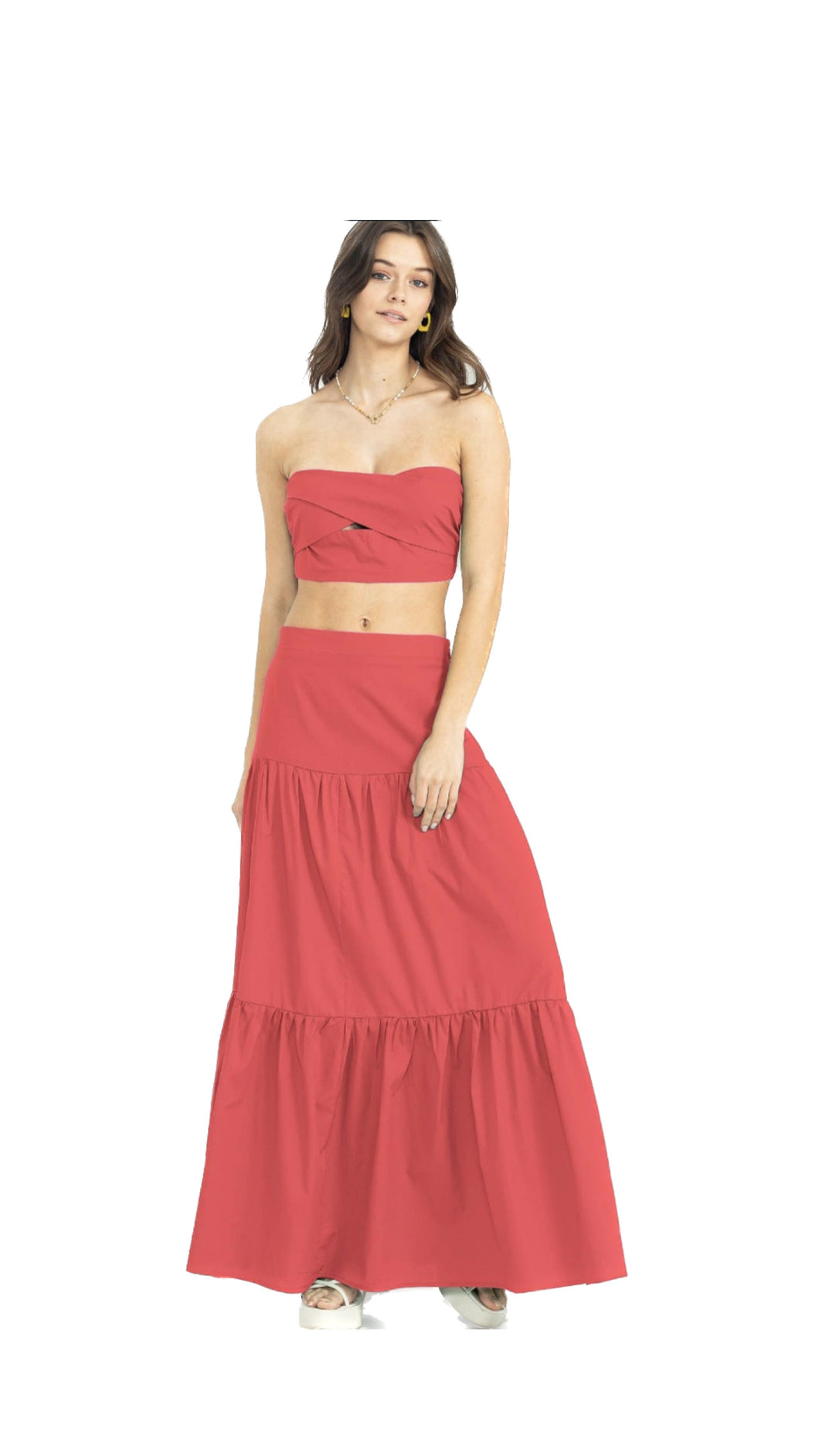 Coral Crop Skirt Set