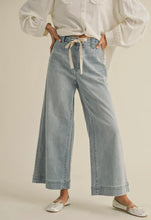 Load image into Gallery viewer, Washed Denim Tie Front Pants
