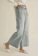 Load image into Gallery viewer, Washed Denim Tie Front Pants
