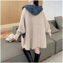 Load image into Gallery viewer, Long Hooded Denim Cardigan Sweater
