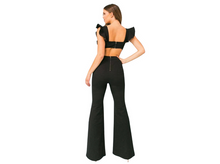 Load image into Gallery viewer, Flared Stretch Denim Jumpsuit
