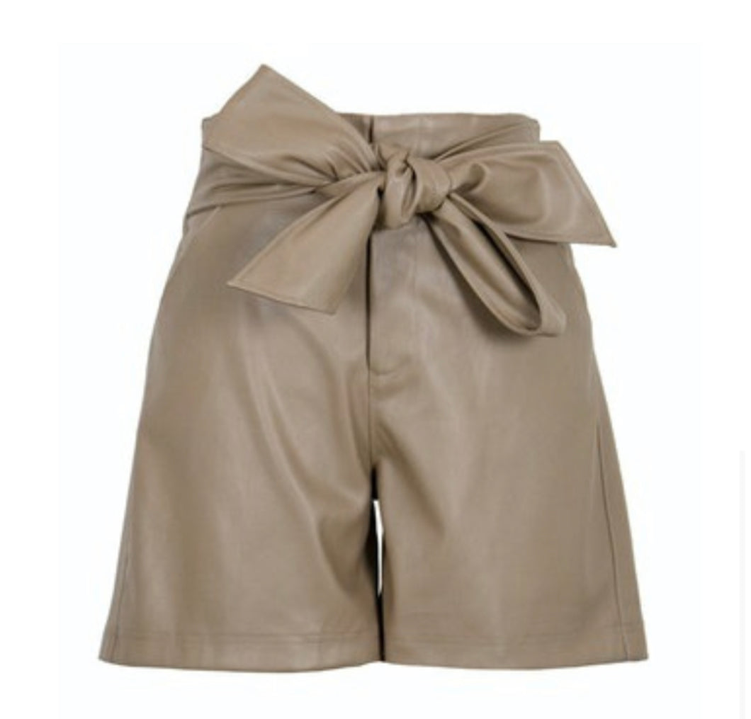 Brown Faux Leather Shorts